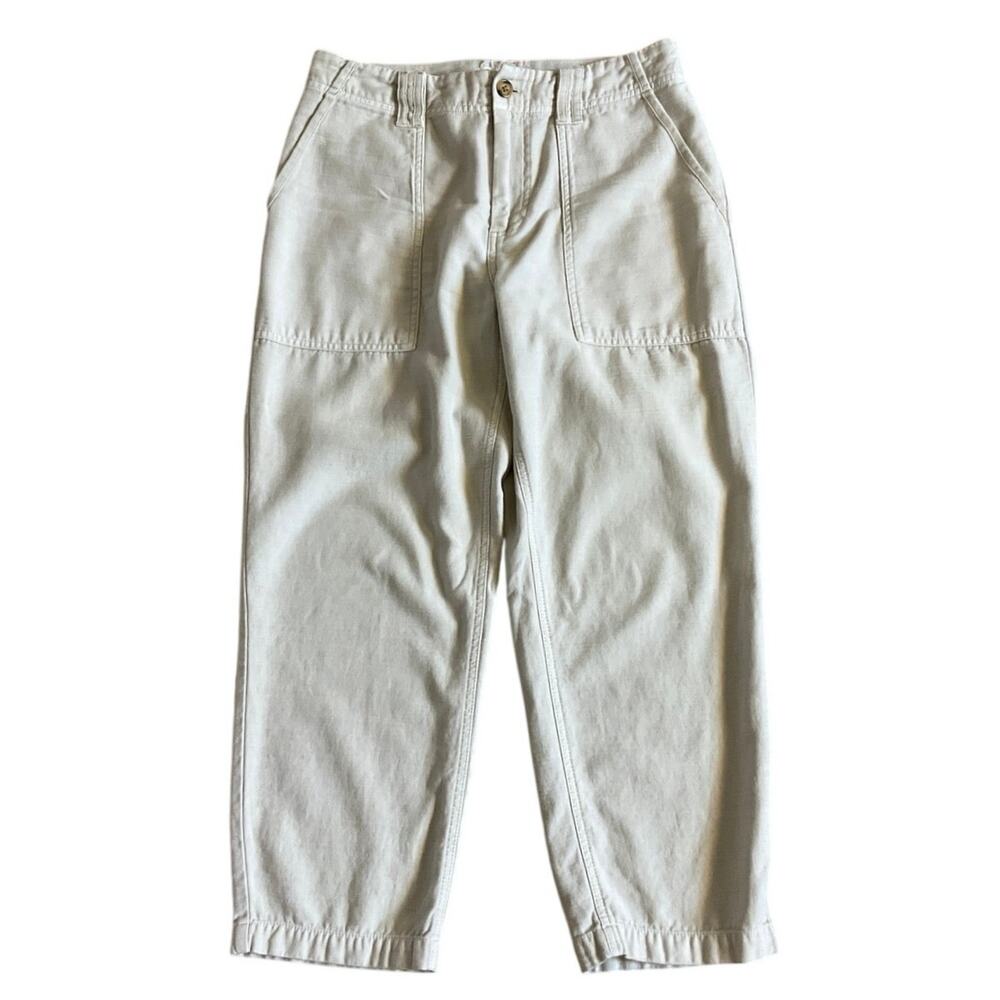 Lucky Brand Women’s Size 2 Cream Utility Pants Cropped 24 Inseam Cotton Lyocell - Picture 2 of 9